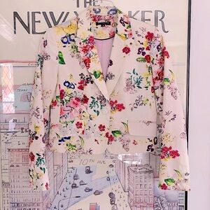 Mario Serrani floral blazer in a creamy white with red, yellow, purple Size 6